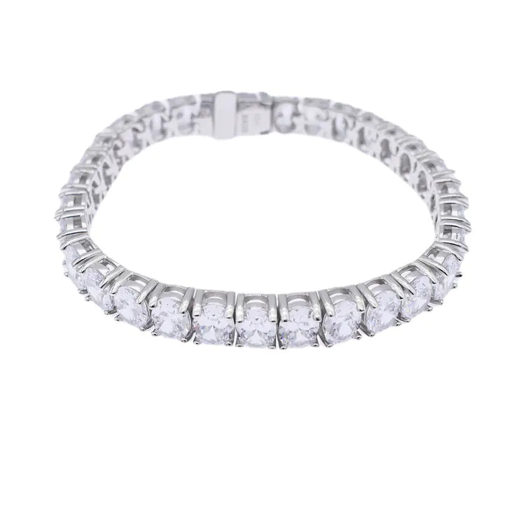 925 Sterling Silver Egg Shaped Zircon Tennis Bracelet